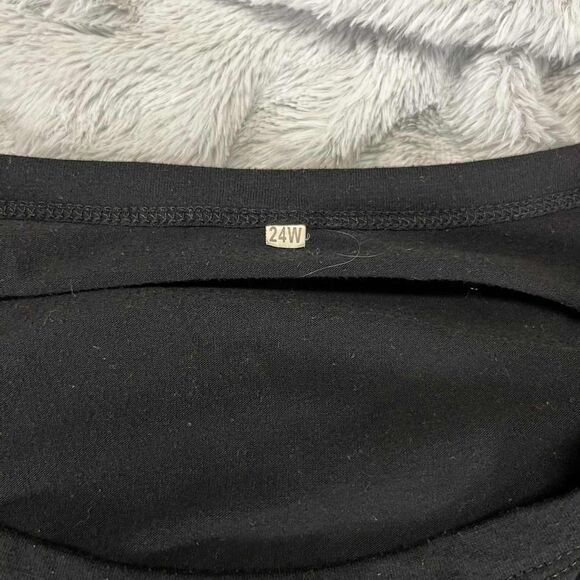 Tunic Top Womens 24W Plus Black Long Sleeve Graphic Good Vibes Rainbow Boho Chic - Picture 3 of 6